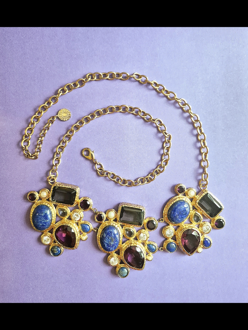 New Eye-catching * Exotic Multi-stone Statement Bib Necklace